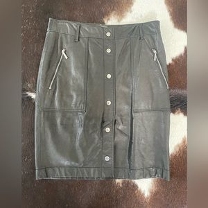 Michael Kors genuine leather skirt, metal button front, size 6